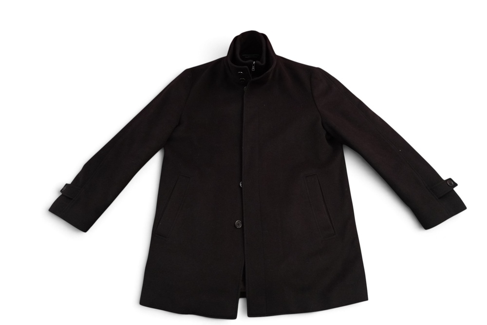 Cardinal of Canada Wool Car Coat Mens XL Brown Luxor CT Stand Collar Zip Button